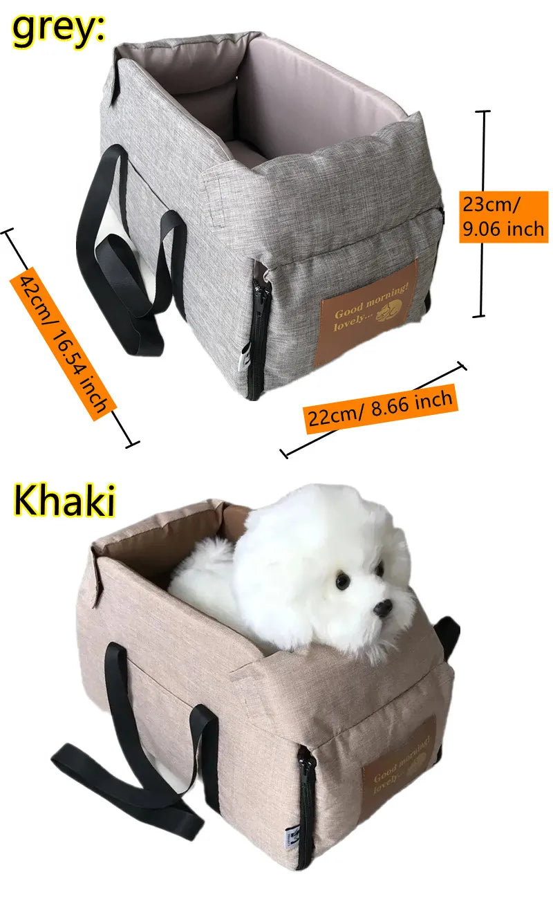 Portable Dog Car Seat Bed - Safe Travel Carrier for Small Dogs & Cats