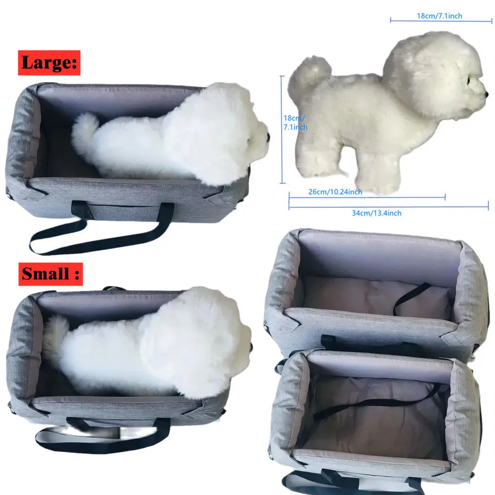 Portable Dog Car Seat Bed - Safe Travel Carrier for Small Dogs & Cats