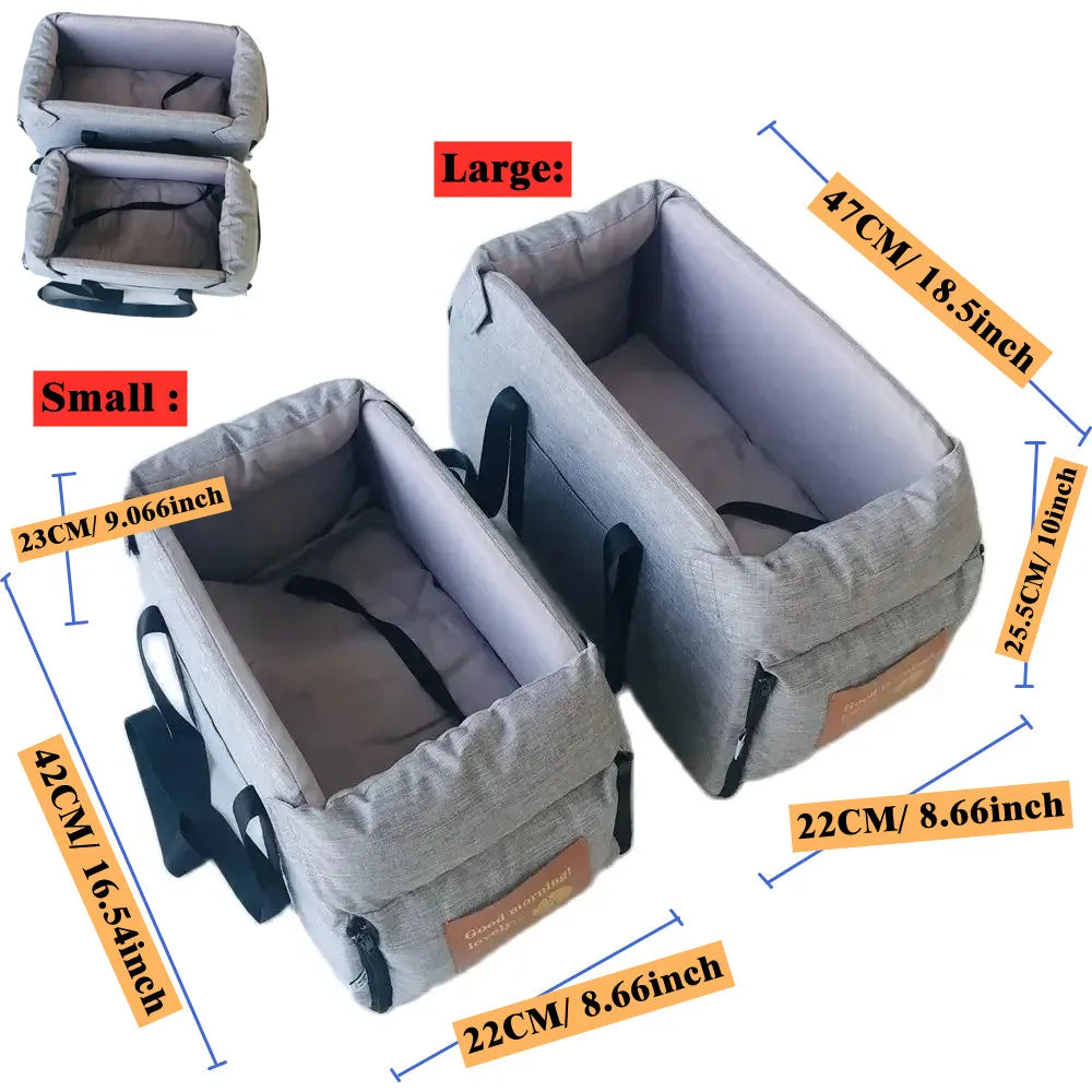 Portable Dog Car Seat Bed - Safe Travel Carrier for Small Dogs & Cats